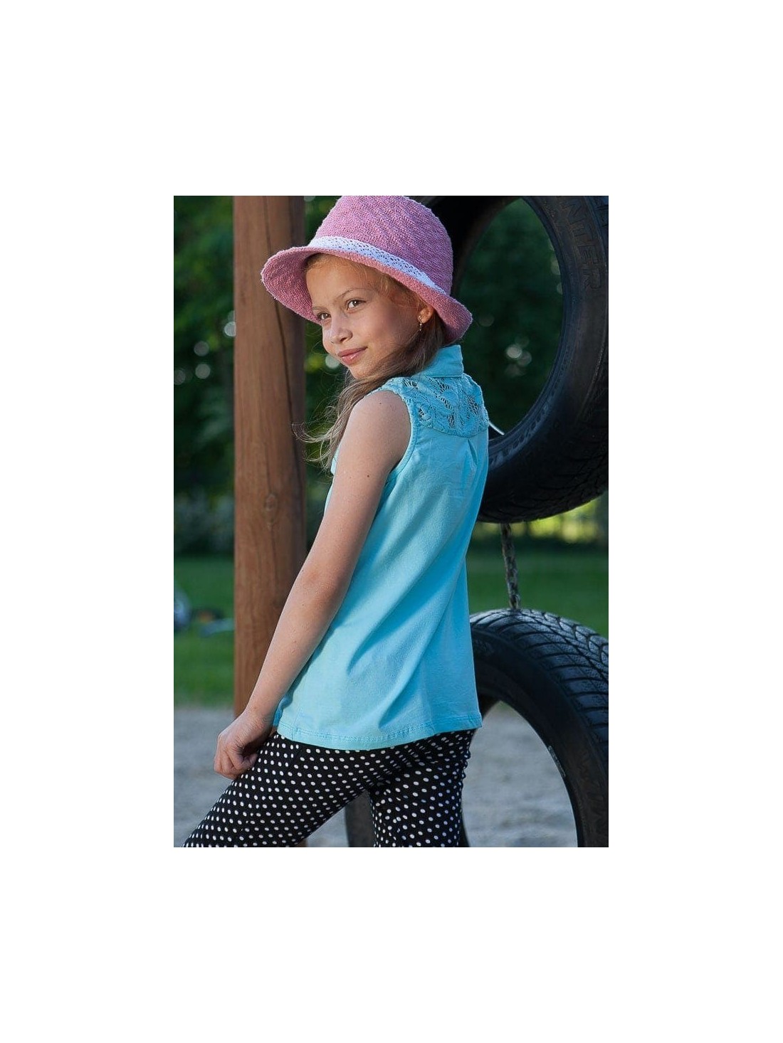 Turquoise girls\' blouse DZ6001 - Online store - Boutique